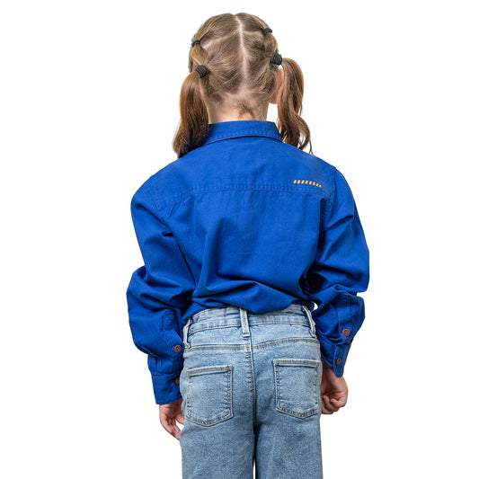 YOUTH REBAR HALF BUTTON WORKSHIRT - COBALT
