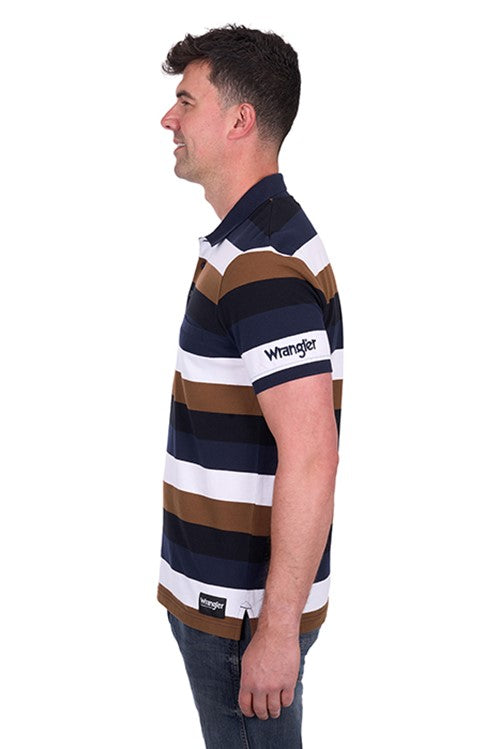 Wrangler MENS WALTER 1PKT SS POLO Navy / Tan