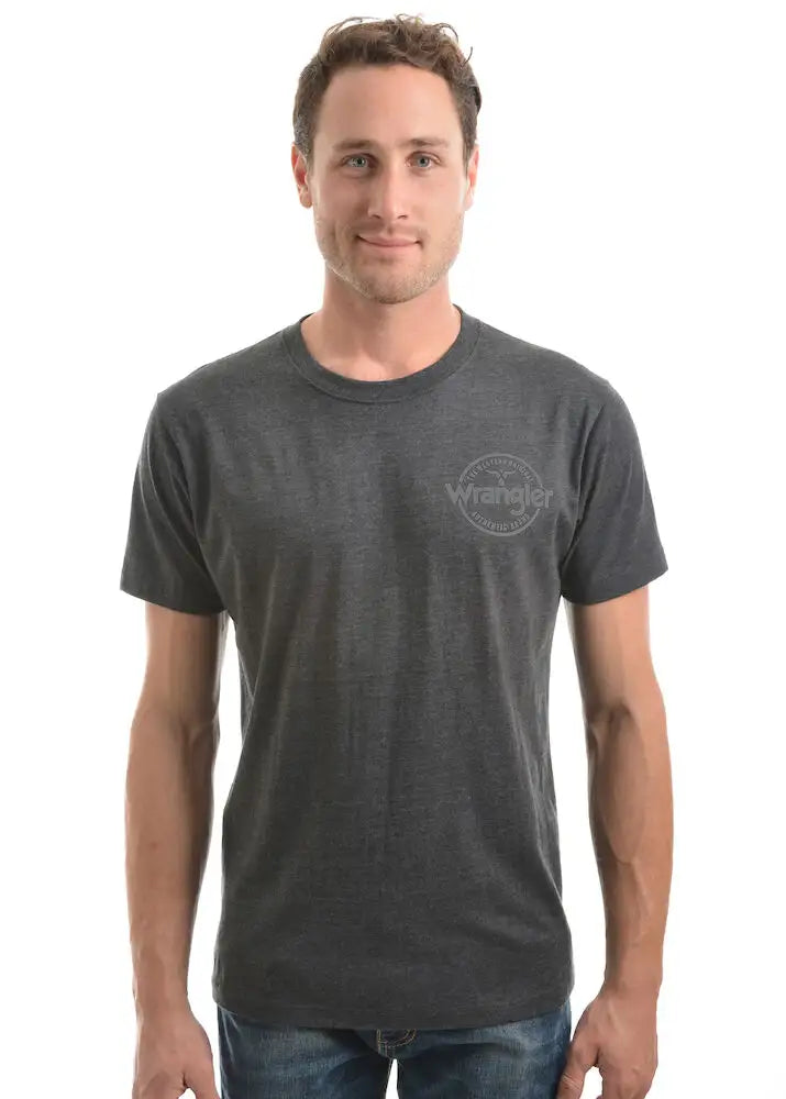 Wrangler Mens Angus SS Tee Charcoal Marle