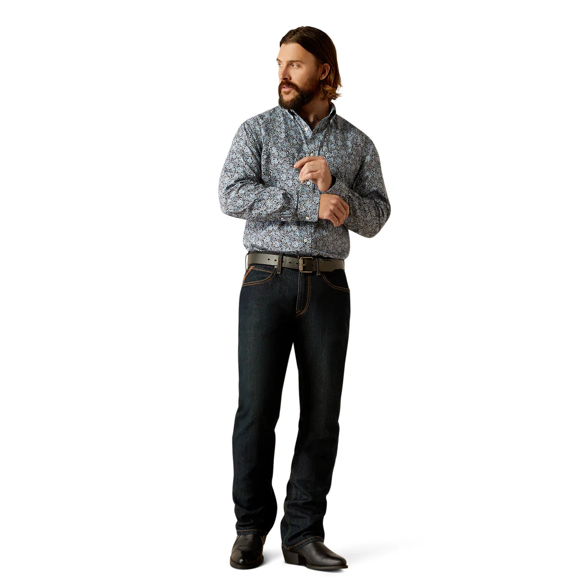 Ariat Mens Wrinkle free Link LS Grey