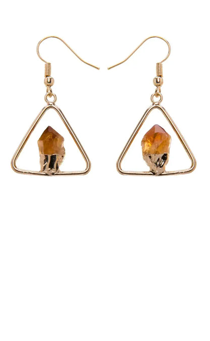 Metal Triangle Citrine Point Earring