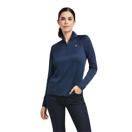 ARIAT SUNSTOPPER 2.0 1/4 ZIP NAVY DOT