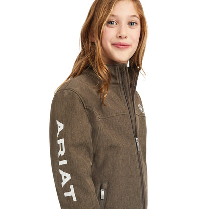 ARIAT YOUTH NEW TEAM SOFTSHELL JACKET BANYAN BARK  HEATHER