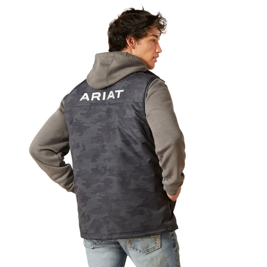 ARIAT MENS TEAM LOGO INSULATED VEST EBONY CAMO