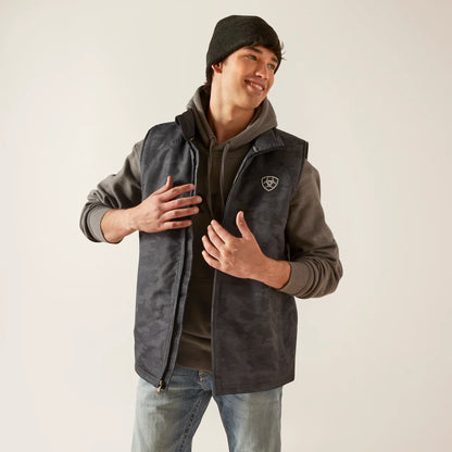 ARIAT MENS TEAM LOGO INSULATED VEST EBONY CAMO