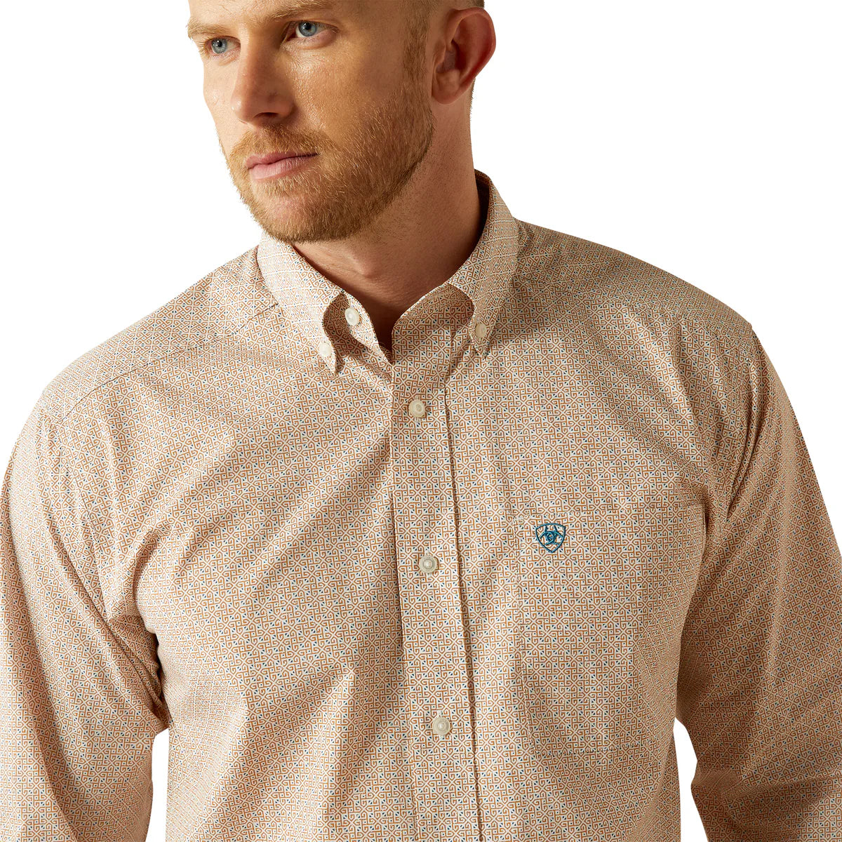ARIAT MENS JOHNNY CLASSIC FIT LONG SLEEVE SHIRT LIGHT BROWN