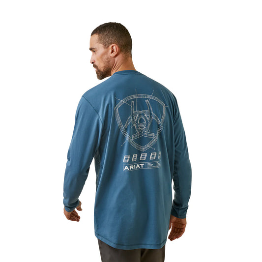 Ariat Mens Rebar Workman Blueprint Ls Tee Indian