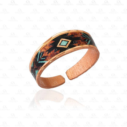 Copper Turquoise Color Native Rings Adjustable