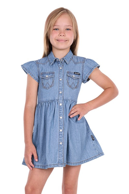 WRANGLER GIRLS POPPY SS DRESS - CHAMBRAY