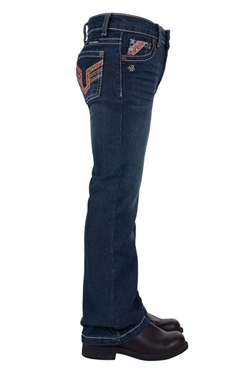 Pure Western GIRLS AZTEC BOOT CUT JEAN