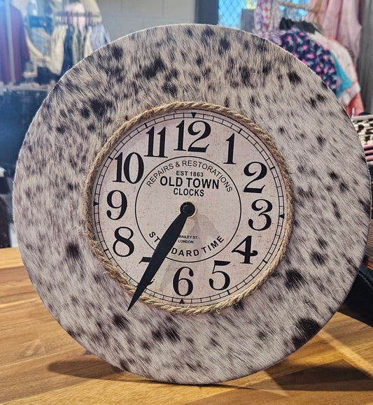 Dusty and Rayne Small Cowhide Clock