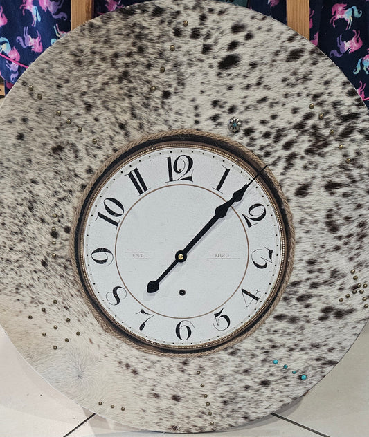Dusty and Rayne Cowhide Wall Clock