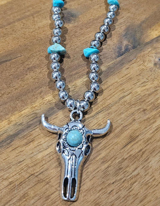 Western Bullhead Necklace Sterling Silver