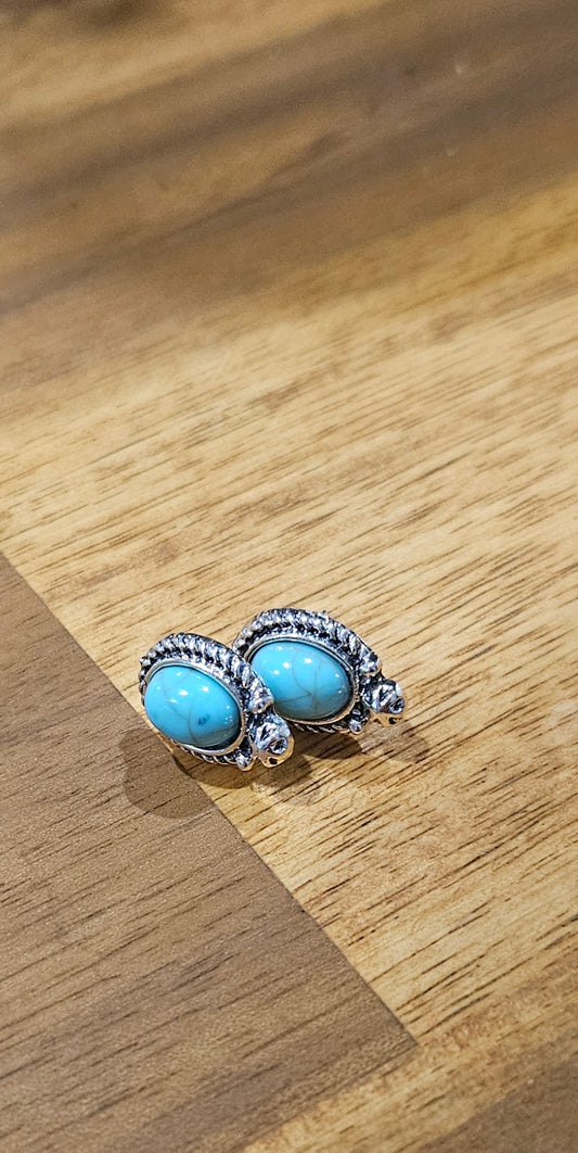 Western Oval Turquoise Earrings