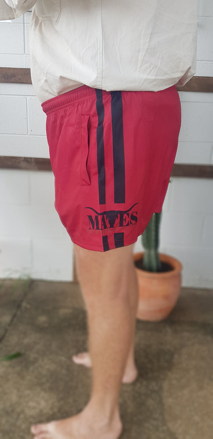 Mates Western Footy Shorts - Red / Black