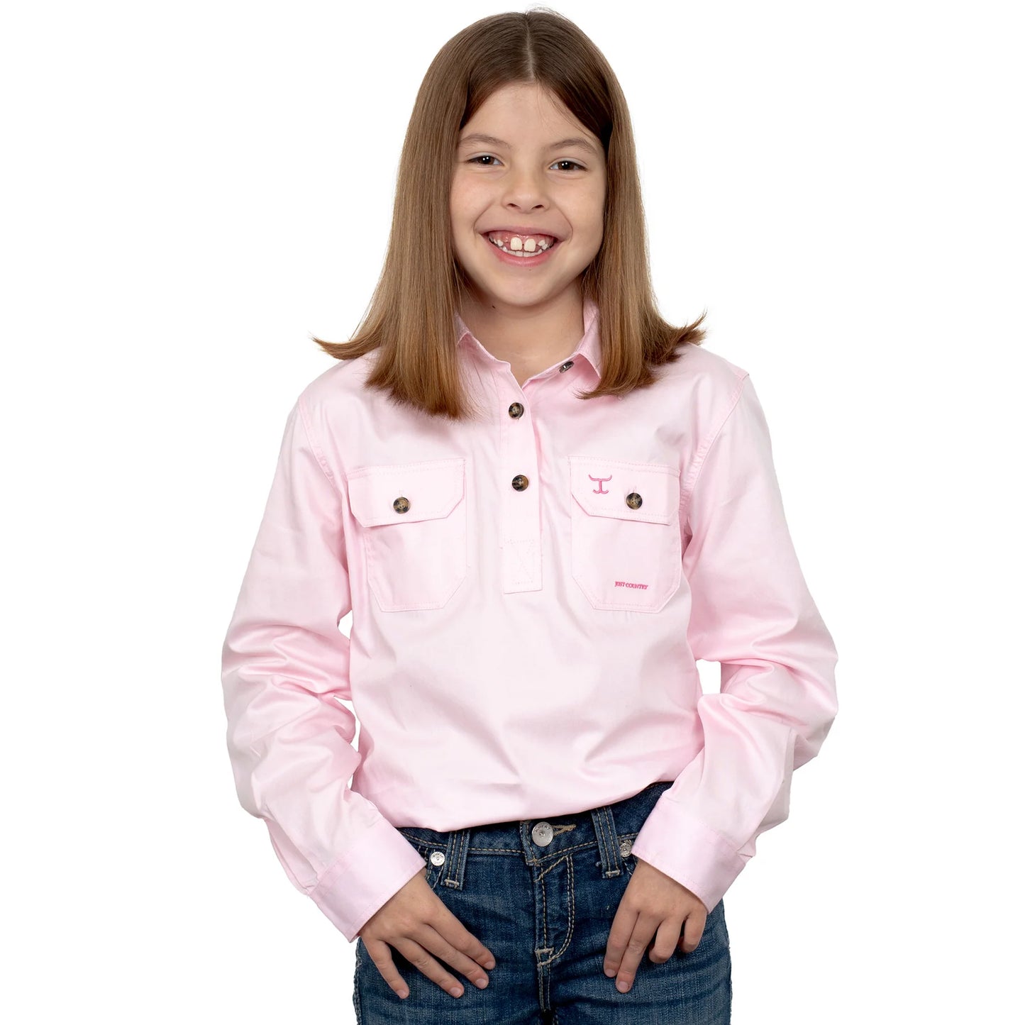 Just Country GIRL'S - KENZIE - 1/2 BUTTON - Pink