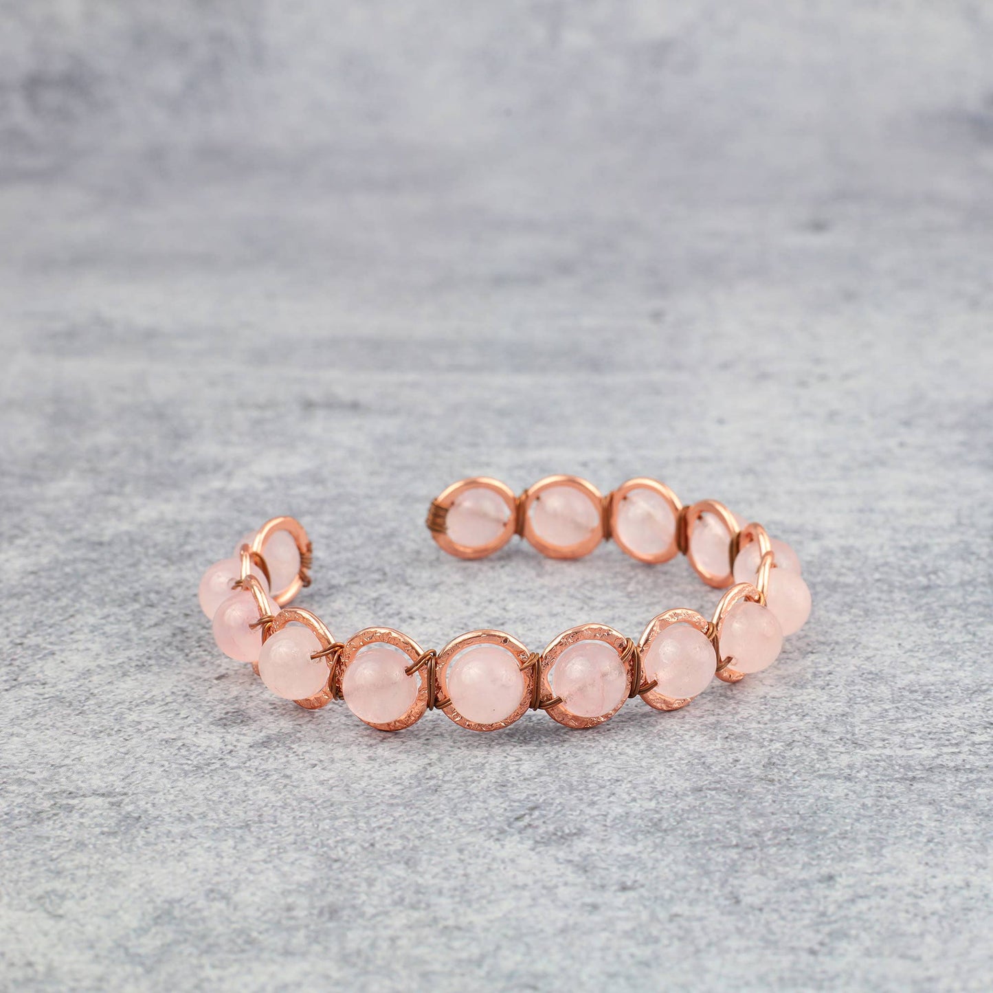 Copper & Rose Quartz Crystal Bracelet