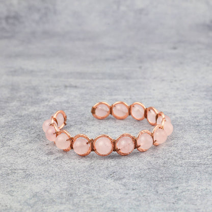 Copper & Rose Quartz Crystal Bracelet