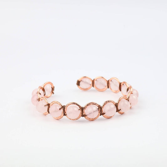 Copper & Rose Quartz Crystal Bracelet