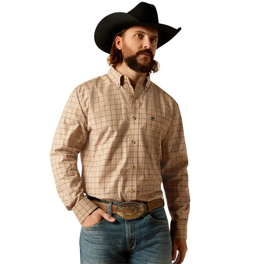 Ariat Mens Pro Series Trey LS Shirt Khaki