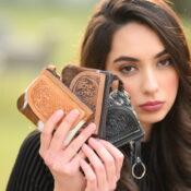 Tooling Leather Cowhide Zip Purse – AC46 Black / White and Tan / White