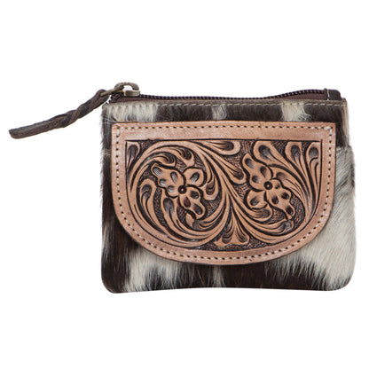 Tooling Leather Cowhide Zip Purse – AC46 Black / White and Tan / White