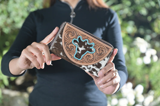 Bullhead Cowhide Tooling Leather Small Wallet – Ronda (AW33)