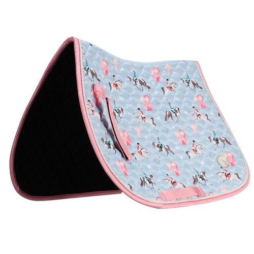 Bambino Pony Print Saddle Pad - Pale Blue/Pink