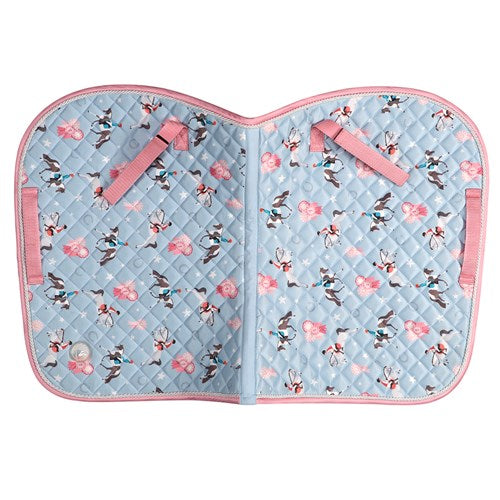 Bambino Pony Print Saddle Pad - Pale Blue/Pink