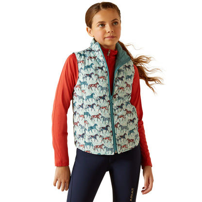 Ariat Youth Bella insulated reversible vest painted ponies Brittany blue