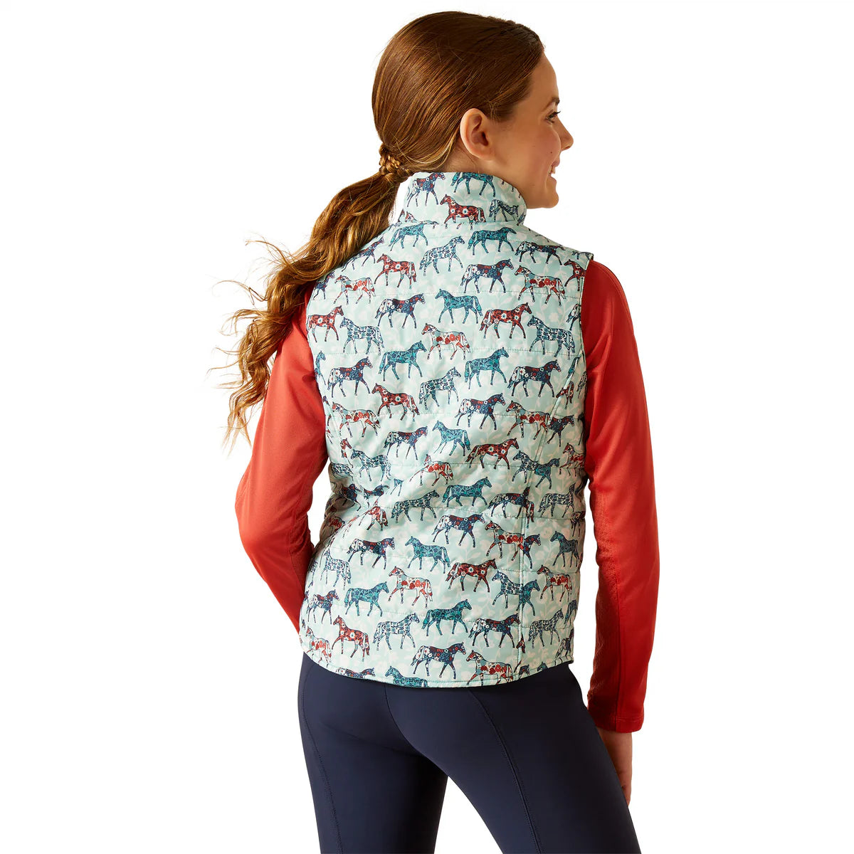 Ariat Youth Bella insulated reversible vest painted ponies Brittany blue