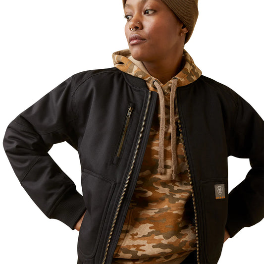 Ariat Womens Rebar Duracanvas Bomber Jacket Black