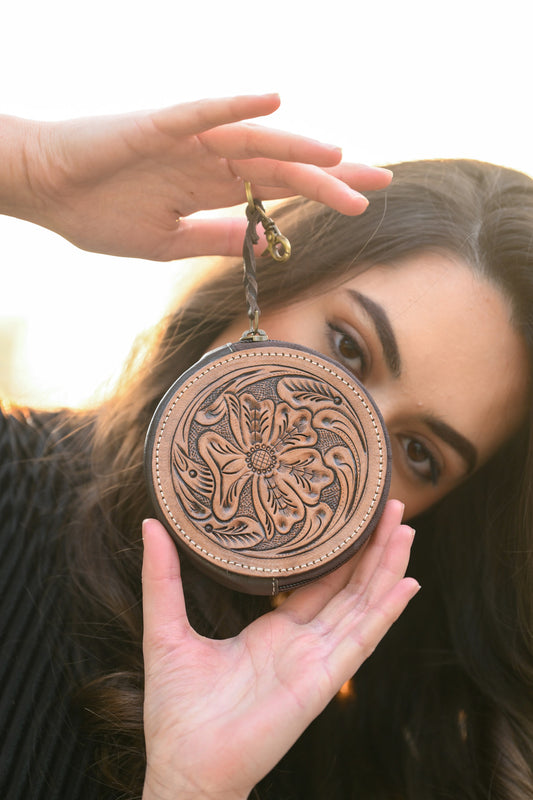 Tooling Leather Round Purse – CA10
