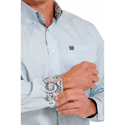 Cinch Men's Solid Light Blue Button Down Shirt MTW1105616
