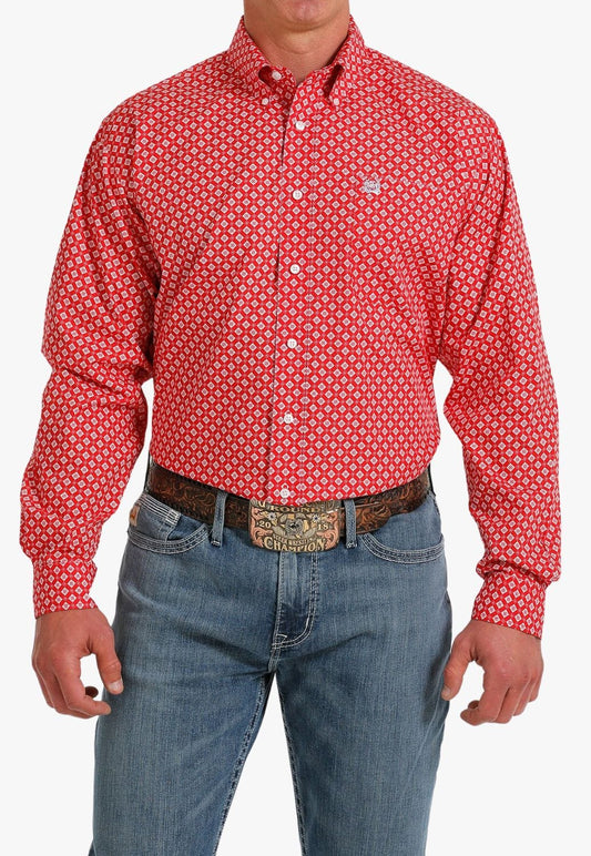 Cinch Mens L/S Shirt MTW1105571 - Red