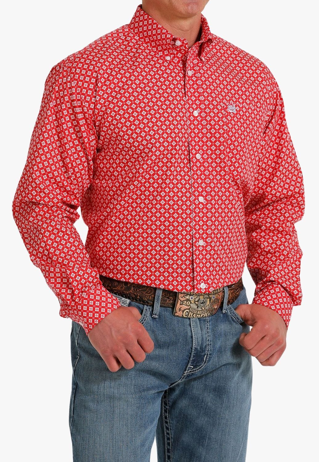 Cinch Mens L/S Shirt MTW1105571 - Red