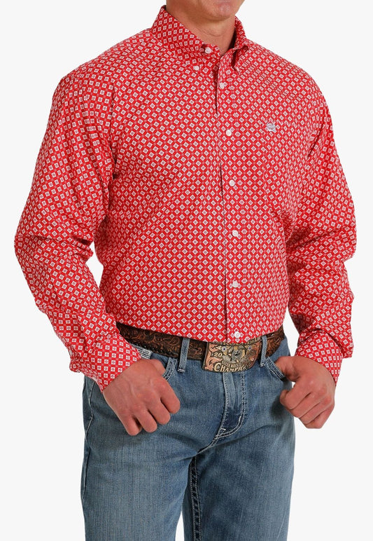 Cinch Mens L/S Shirt MTW1105571 - Red