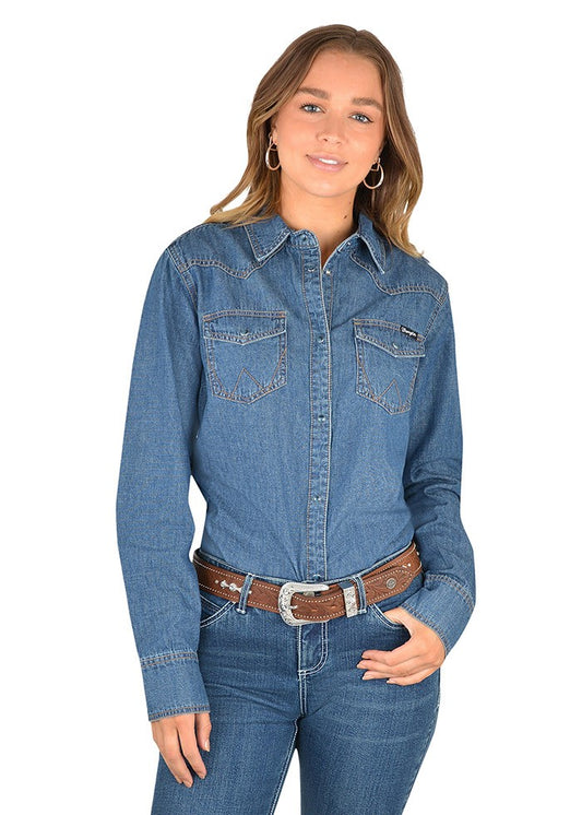 WRANGLER WOMEN JAY DENIM WESTERN LS SHIRT