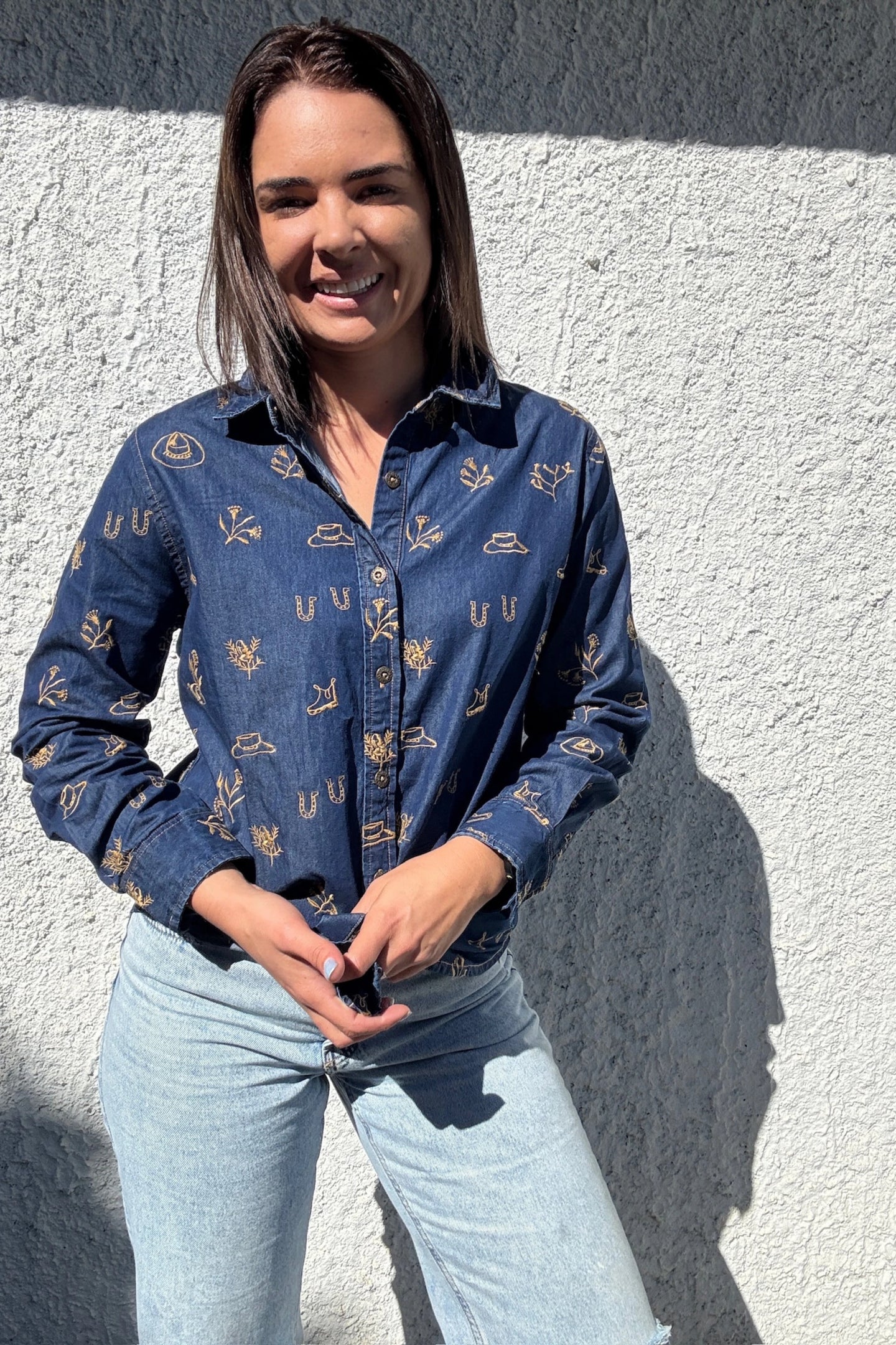 Outback Linen Lady Jane Shirt -  Denim dark