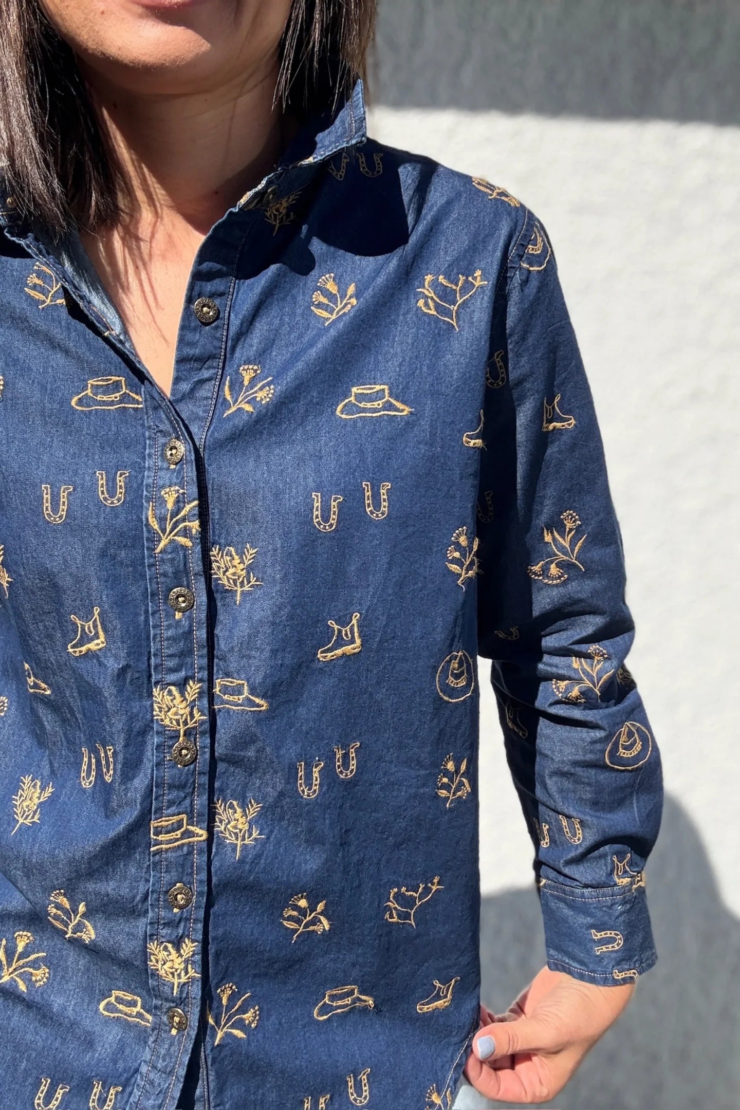 Outback Linen Lady Jane Shirt -  Denim dark