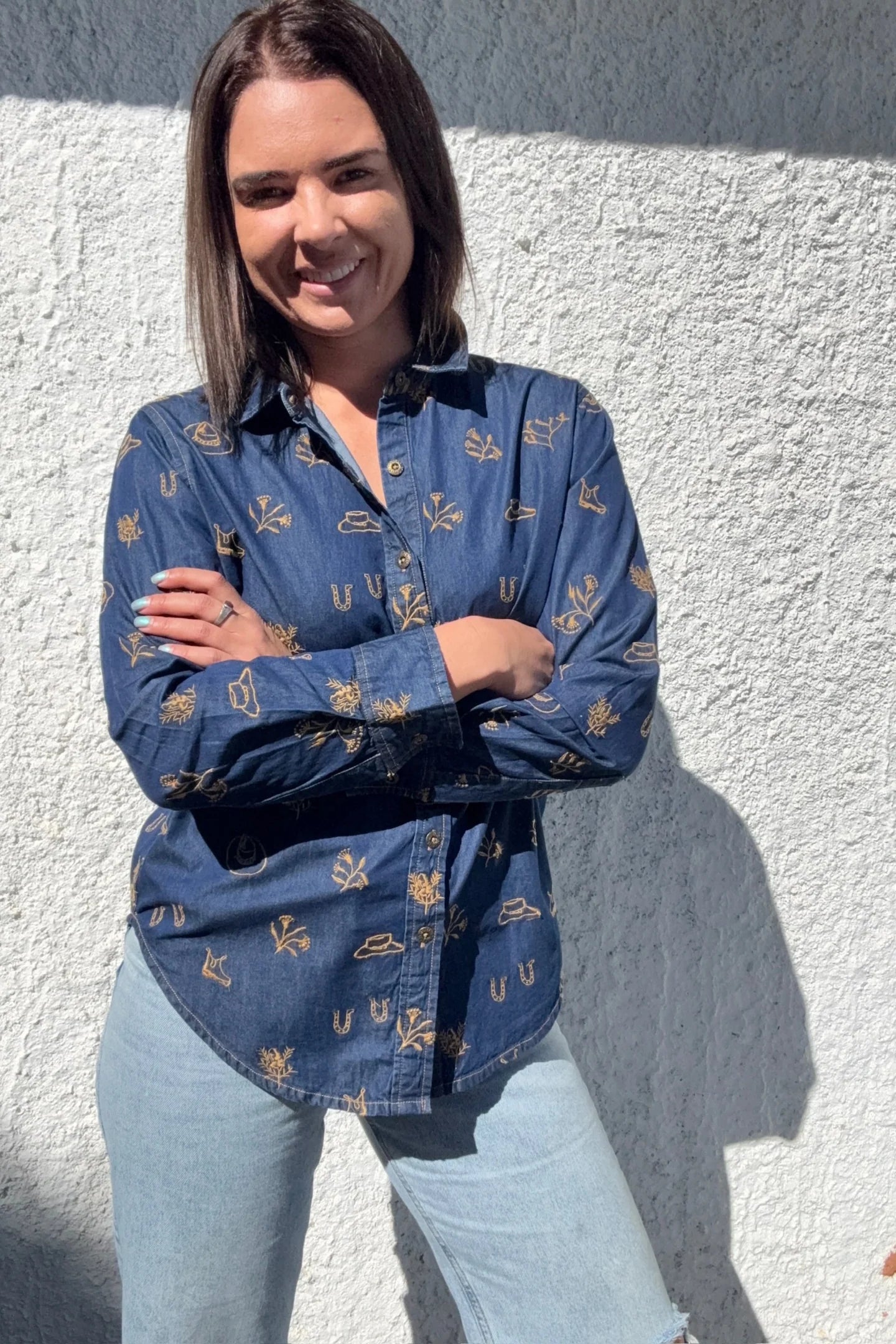 Outback Linen Lady Jane Shirt -  Denim dark