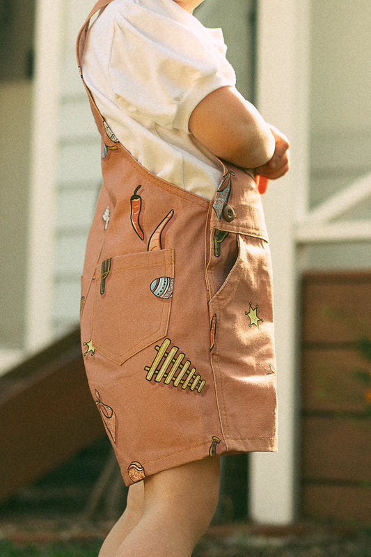 Little Morbry Urban Rodeo Short Overalls - Rust Pink
