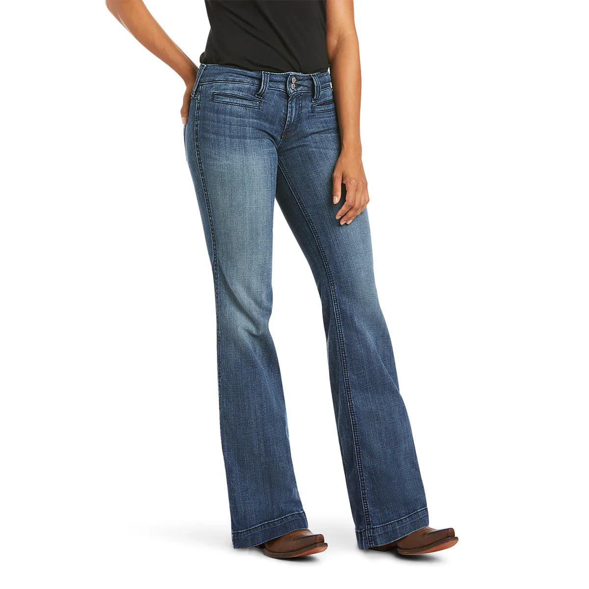 ARIAT WOMENS TROUSER MID RISE WIDE LEG STRETCH  OUTSEAM ELLA BLUEBELL