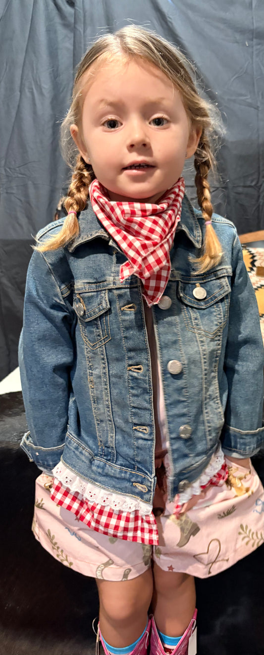 Red Lily Denim - Emma Denim Jacket Red Gingham - Youth