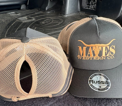 Mates Western Caps - Ponytail - Black and Gold