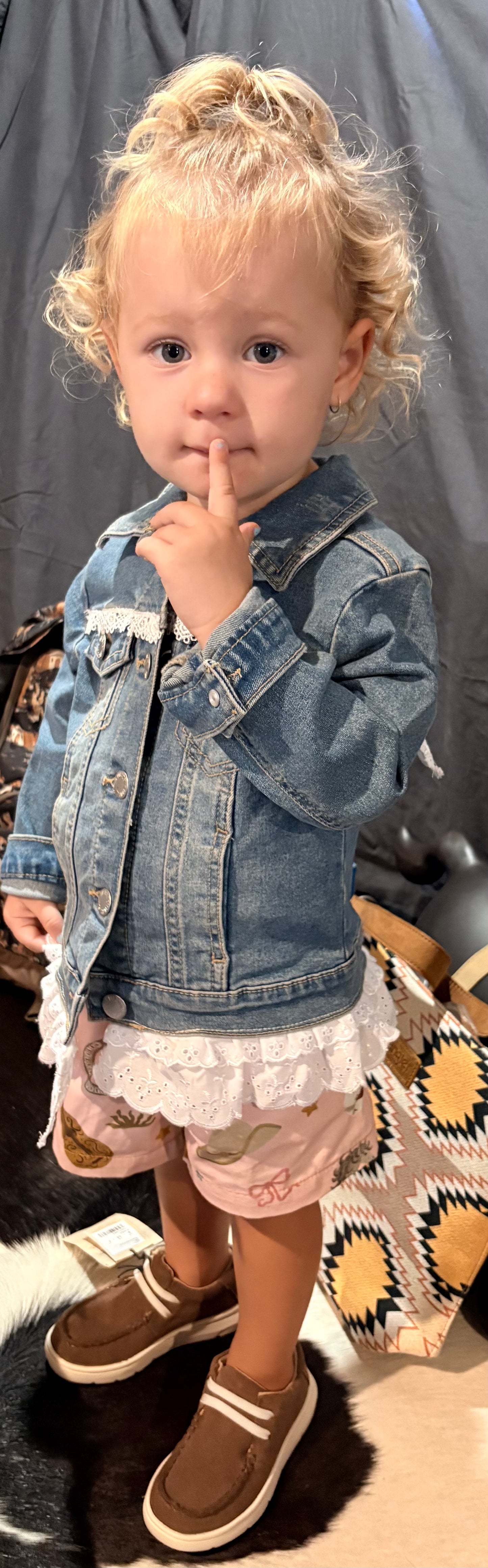 Red Lily Denim - Girls Becky White lace Daisy Denim Jacket