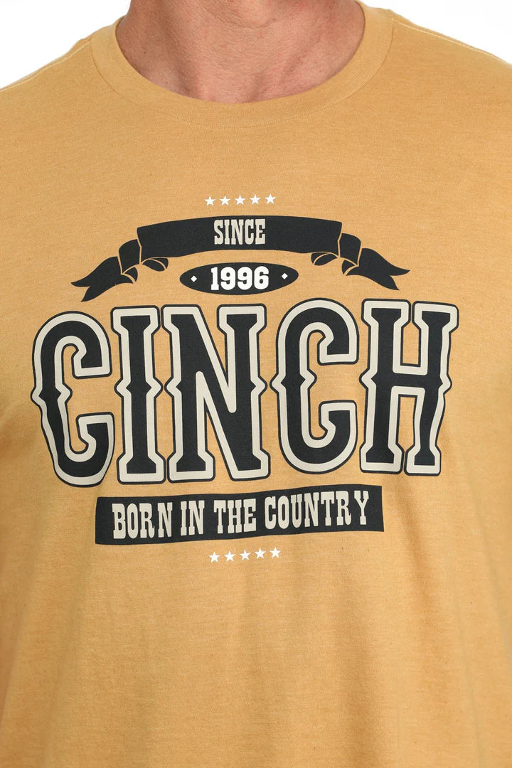 Cinch Men's Born in the Country Tee Gold MTT1690652