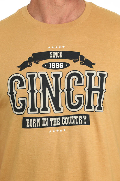 Cinch Men's Born in the Country Tee Gold MTT1690652