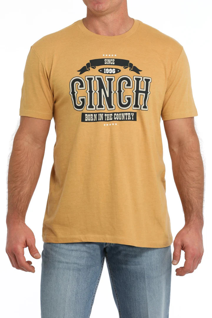 Cinch Men's Born in the Country Tee Gold MTT1690652