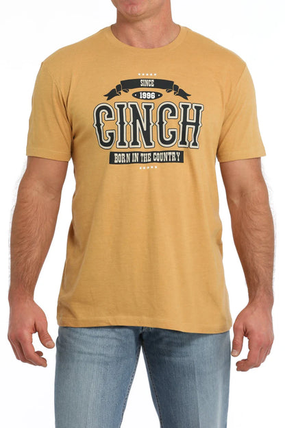 Cinch Men's Born in the Country Tee Gold MTT1690652